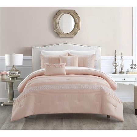 Chic Home Chic Home BCS30139-BIB-US 9 Piece Bryent Comforter Set; Blush - King Size BCS30139-BIB-US